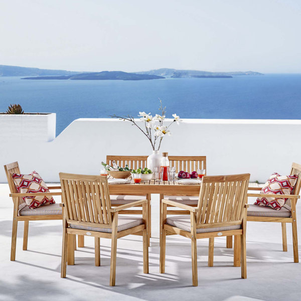 Rosecliff Heights Koa Rectangular 6 Person 63'' Long Teak Dining Set